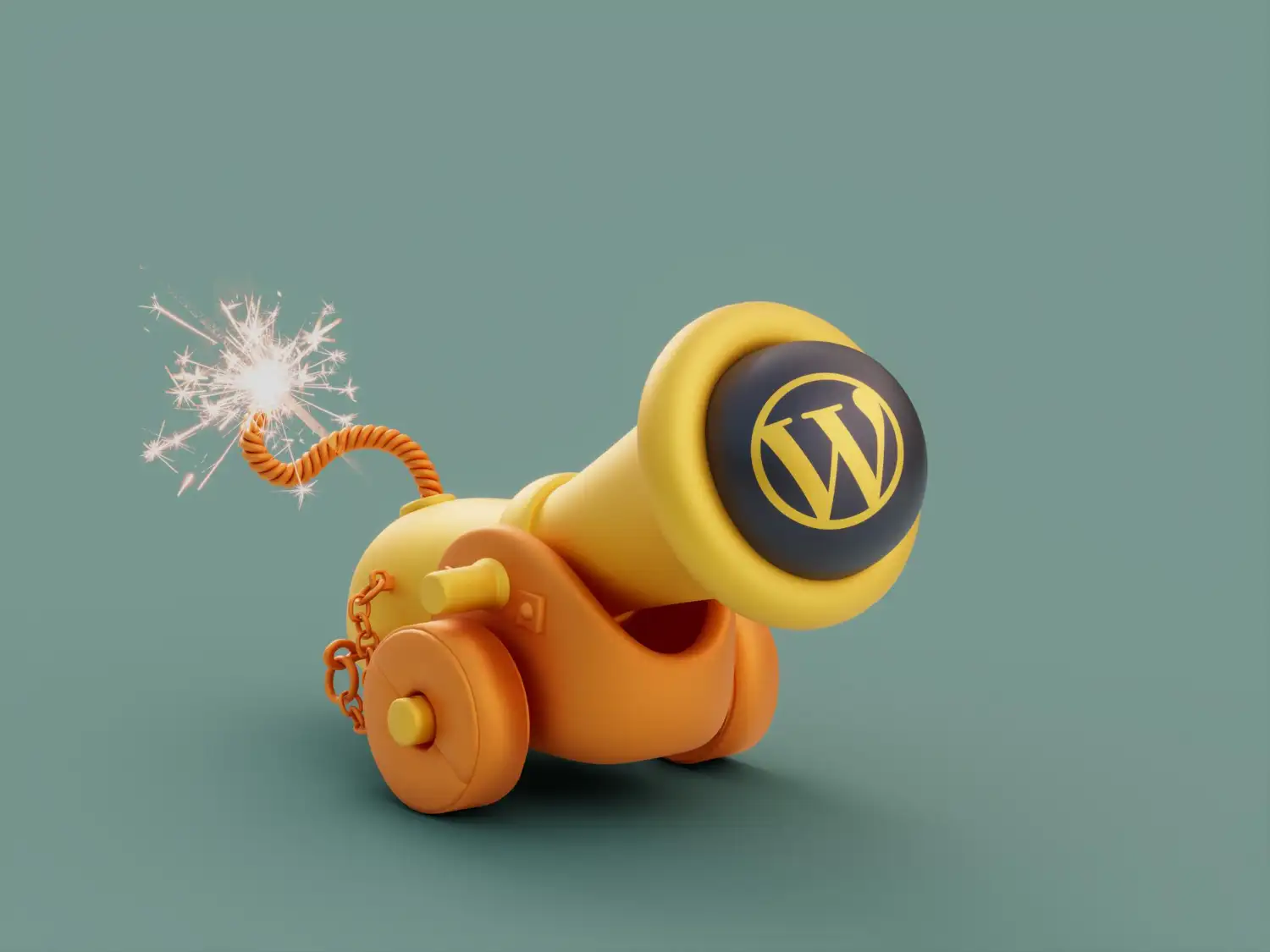 Canhão com logo WordPress, ideal para quem quer saber como criar um site para advogado.