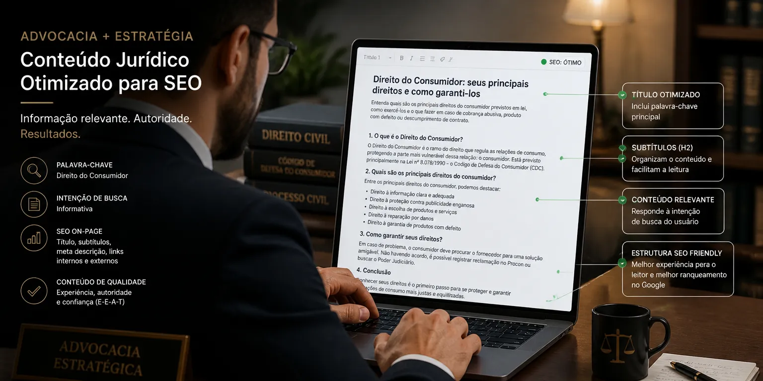Advogado otimizando conteúdo jurídico para blog: como escrever artigos que convertem.