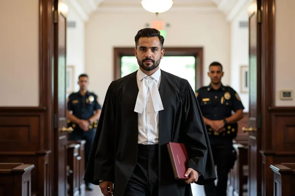 Advogado com toga e livro busca melhores palavras-chave para Google Ads Advocacia Criminalista.